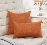 Anickal Fall Pillow Covers 18x18 Inch for Fall Decor Set of 2 Burnt Orange Rustic Linen Decorative Square Throw Pillow Covers Cushion Case for Sofa Couch Farmhouse Home Decoration