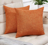 Anickal Fall Pillow Covers 18x18 Inch for Fall Decor Set of 2 Burnt Orange Rustic Linen Decorative Square Throw Pillow Covers Cushion Case for Sofa Couch Farmhouse Home Decoration