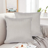 2 Piece 16x16 inch Unique Design Decorative Throw Pillows Covers for Couch Sofa Bed Square Cushion with Zipper Closure  - White Color