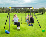 Three People Swing, Green&Grey Swing Set for Back Yard - HOCC PLAY